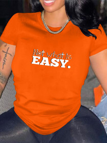 Casual style short sleeved top letter printed T-shirt