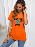 Casual style short sleeved top letter printed T-shirt