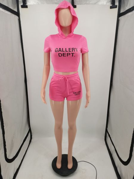 Drawstring Hollow Back Hoodie Fashion Print Two Piece Set