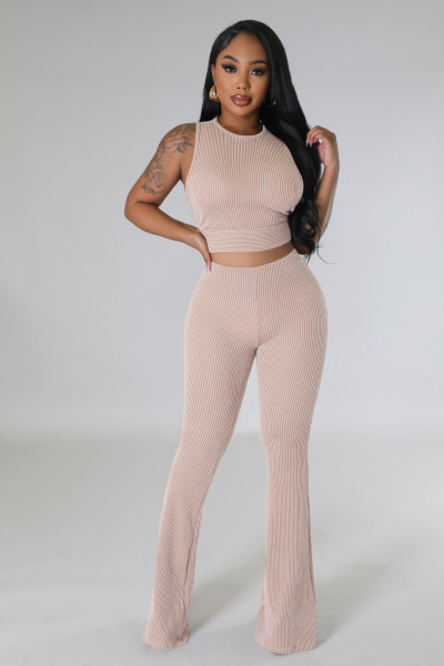 Shang Leisure Set Solid Color Pit Stripe Sleeveless Micro Ragged Pants Two Piece Set