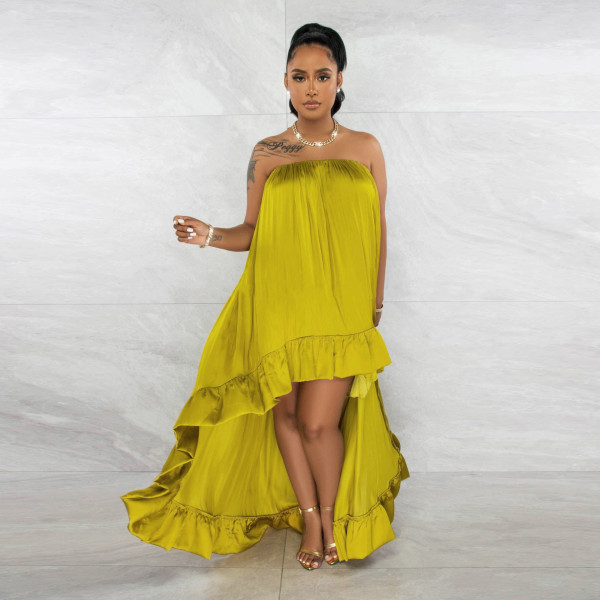 Sexy Silk Satin Bra Sleeveless Lace Dress Nightclub Dress