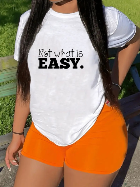 Casual style short sleeved top letter printed T-shirt