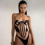 Solid Color Sexy Strap Perspective Nightclub Style Spicy Girl Tank Top
