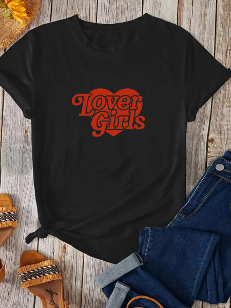 Cotton Short Sleeve Top Letter Printed T-shirt