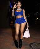 Fashion printed sports shorts two-piece set