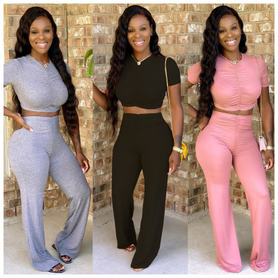 Women's Sexy Women's Set Ruffled Tight Flare Pants Two Piece Set