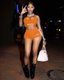 Fashion printed sports shorts two-piece set