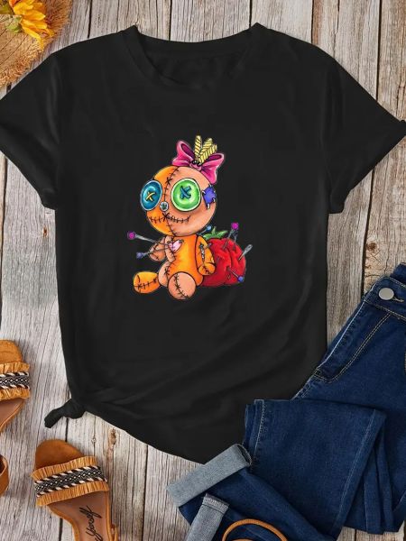 Casual style short sleeved top letter printed T-shirt