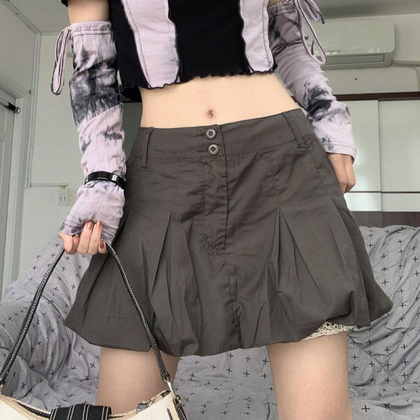 Trendy work clothes pleated flower bud wrap buttocks half body short skirt