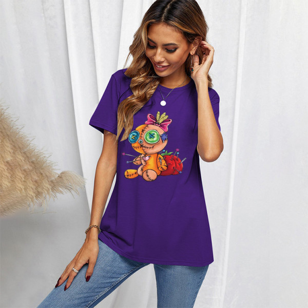 Casual style short sleeved top letter printed T-shirt