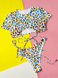 Leopard print outer single swimsuit bikini