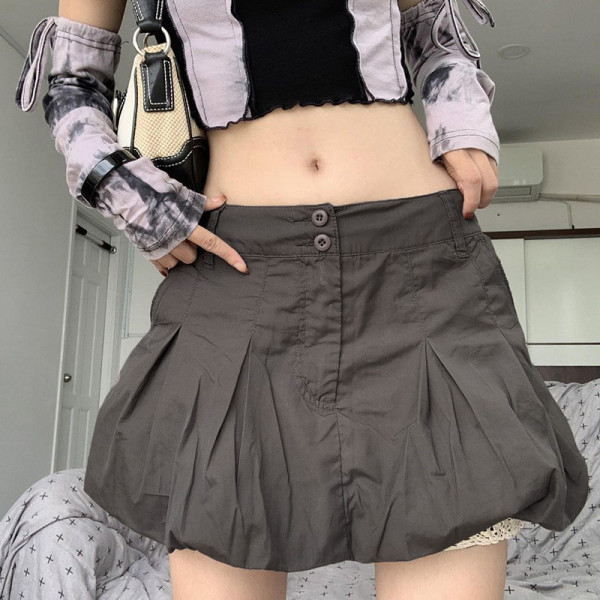 Trendy work clothes pleated flower bud wrap buttocks half body short skirt