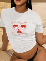 Casual style short sleeved top letter printed T-shirt Casual style short sleeved top letter printed T-shirt