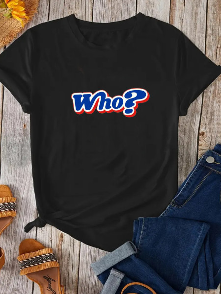 Casual style short sleeved top letter printed T-shirt