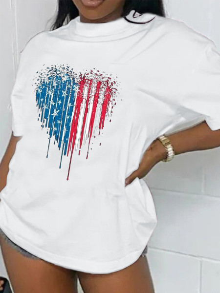 Casual style short sleeved top letter printed T-shirt