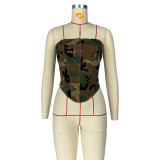 Camo Zipper Wrap Chest Top