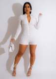 Women's fashion solid color popcorn jumpsuit