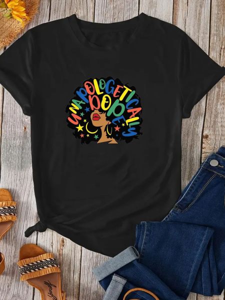 Casual style short sleeved top letter printed T-shirt