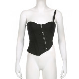 Solid color fishbone waist fitting and shaping strap with irregular solid color chest wrap strap
