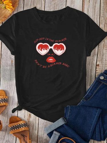 Casual style short sleeved top letter printed T-shirt