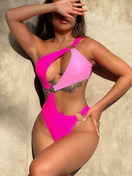 Contrast Biki One Piece Swimsuit