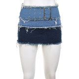 Sexy Adjustable Waist Button Washable Brushed Short Wrap Hip Skirt