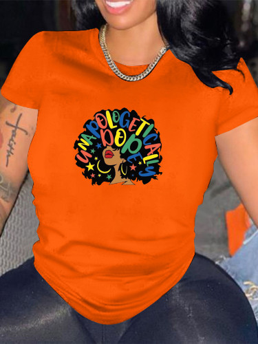Casual style short sleeved top letter printed T-shirt