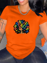 Casual style short sleeved top letter printed T-shirt Casual style short sleeved top letter printed T-shirt