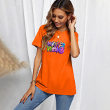 Casual style short sleeved top letter printed T-shirt