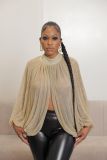 Fashion sexy bright silk cardigan open back top lace shirt