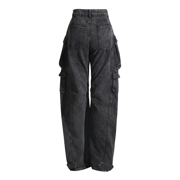 Multi bag wide leg jeans fashionable cargo pants hip-hop super cool series pants