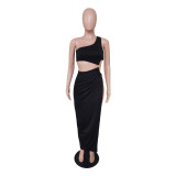 Sexy Wrapped Chest Split Open Waist Back Dress