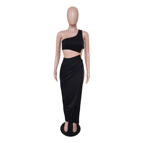 Sexy Wrapped Chest Split Open Waist Back Dress