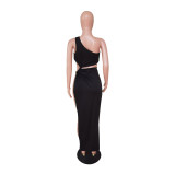 Sexy Wrapped Chest Split Open Waist Back Dress