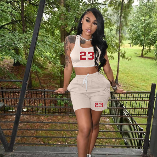 Tank print casual two-piece set