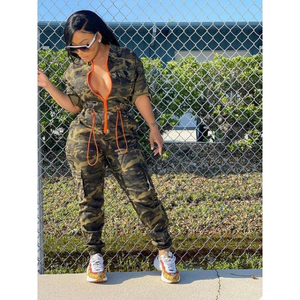 Fashionable cardigan waistband woven jumpsuit