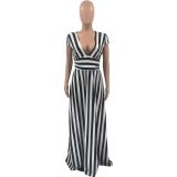 Fashion Stripe Shaped Split Dress