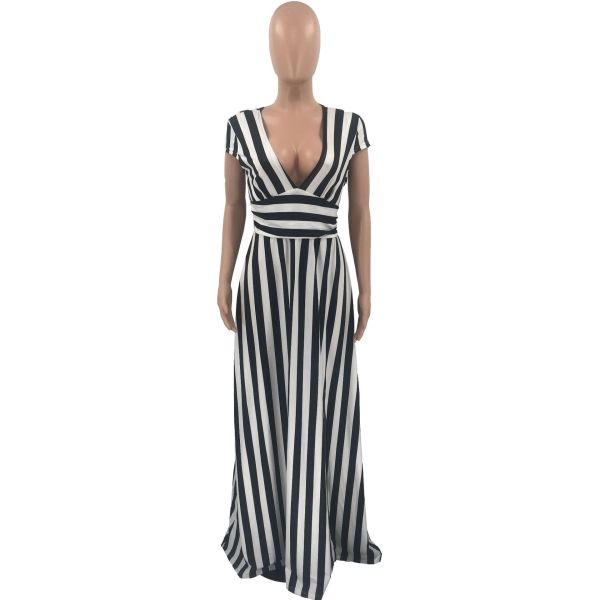 Fashion Stripe Shaped Split Dress