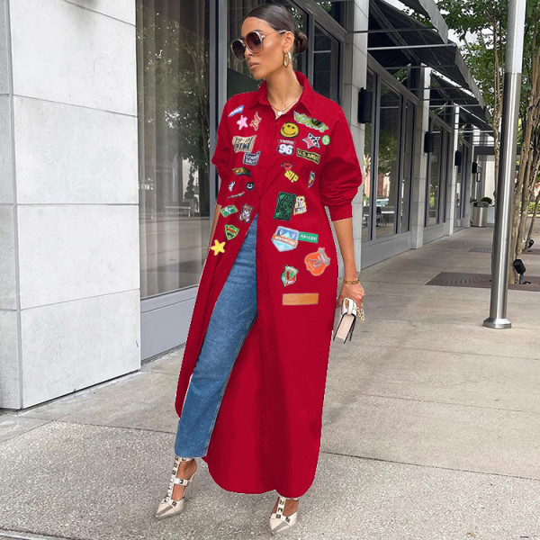 Fashionable casual personalized printed sun protection long shirt jacket