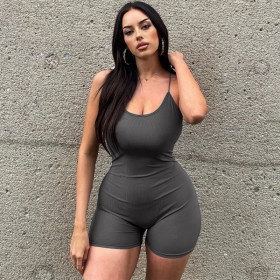 Women's cross tied sexy backless slim fitting jumpsuit