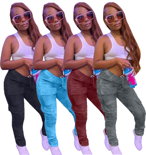 Fashion solid color street casual pants for women