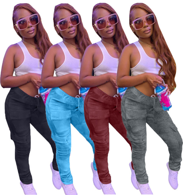 Fashion solid color street casual pants for women