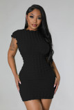 Sexy Women's Solid Color Bubble Cloth Dress