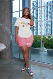 Short sleeved shorts printed multi-color casual sports set