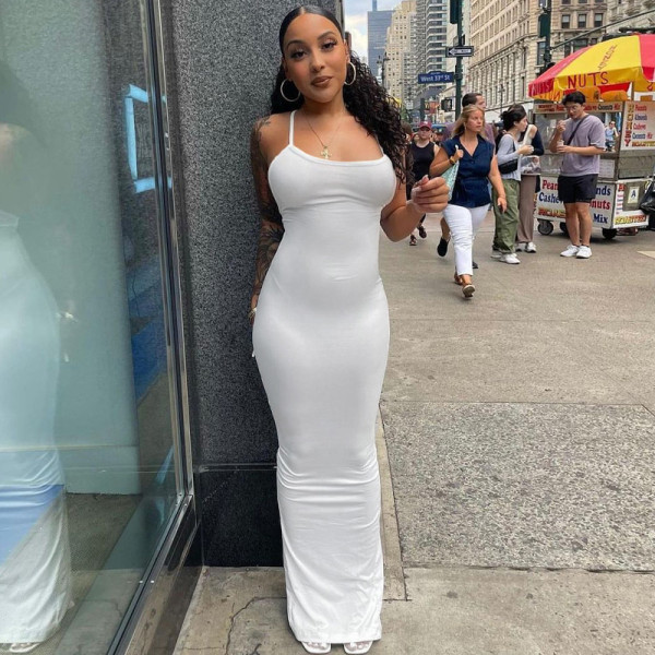 Casual Long Dress High Waist Slim Fit Suspended Dress