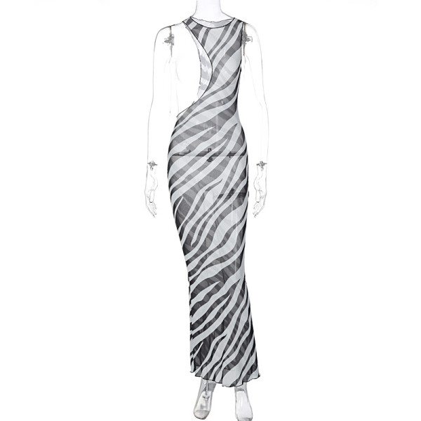 Sexy Mesh Perspective Cool Sleeveless Slim Fit Dress