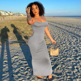 Casual Long Dress High Waist Slim Fit Suspended Dress