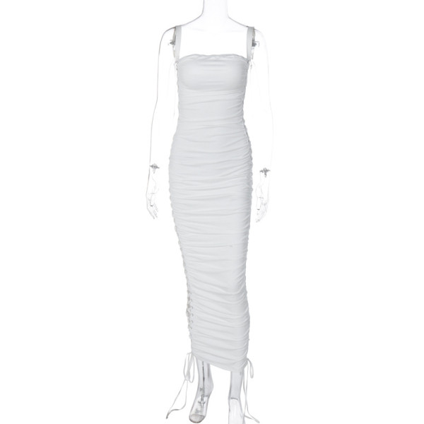 Sexy Strap Long Dress Lace Hollow Fit Dress