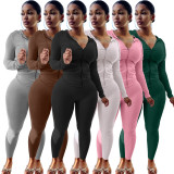 Women's casual sports autumn and winter hooded two-piece set