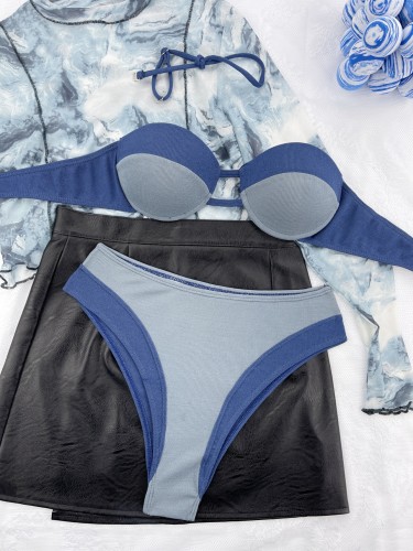 Steel bracket hard wrapped sexy bikini new split high waisted swimsuit